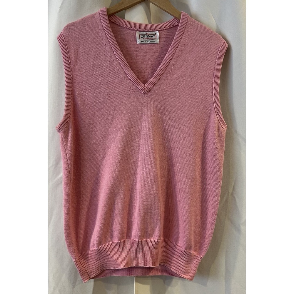 Vintage‎ Titleist Collection Mens M Sweater Vest Pink Combed Cotton New Zealand
